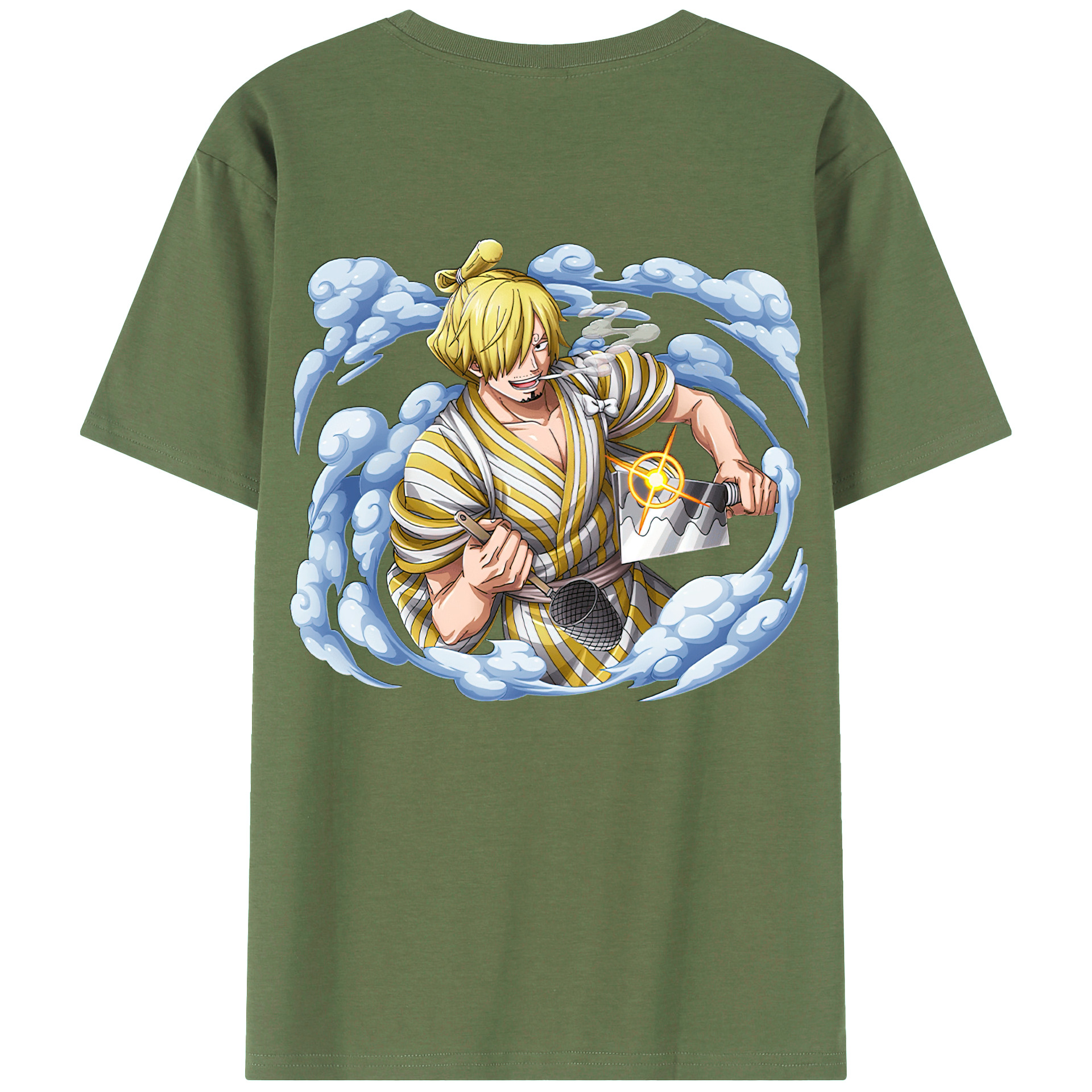 （画像用） ワンピース サンジ ONE PIECE Sanji 綿100％ メンズ半袖Tシャツ（バックプリント） 通気性